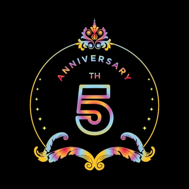 Number 5 Celebrate Anniversary Birthday Company With Frame Border Background Template