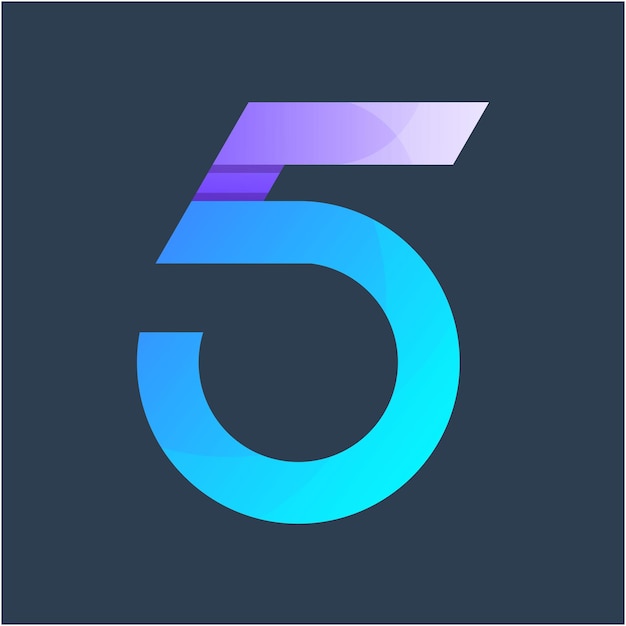 Number 5 colorful logo design template