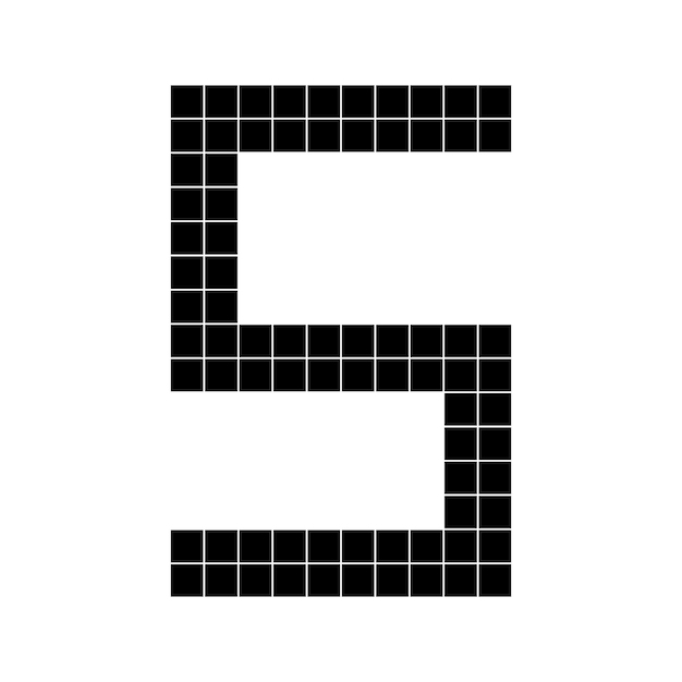 Number 5 five 3d cube pixel shape minecraft 8 bit