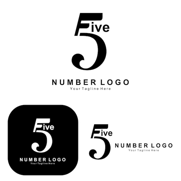 会社のバナーステッカー製品ブランドに適したナンバー5の5つのロゴデザインプレミアムシンプルなアイコンベクトル