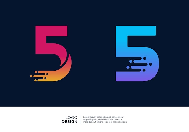 벡터 5번 로고 디자인 컬렉션 디지털 기술을 위한 추상적인 기호