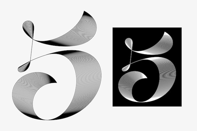 Numero 5 logo vettoriale monogram marchio design iniziale