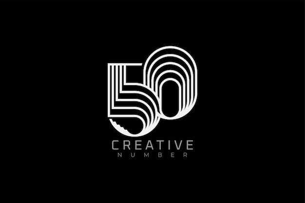 Номер 50 Логотип современный и креативный многострочный стиль номер 50, который можно использовать для юбилея и логотипа бренда