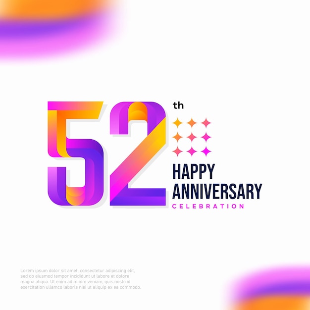 번호 52 로고 아이콘 디자인, 52세 생일 로고 번호, 기념일 52