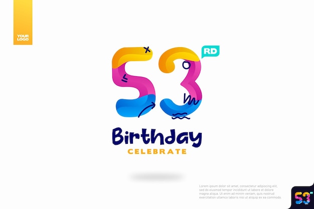 Number 53 logo icon design 53rd birthday logo number anniversary 53