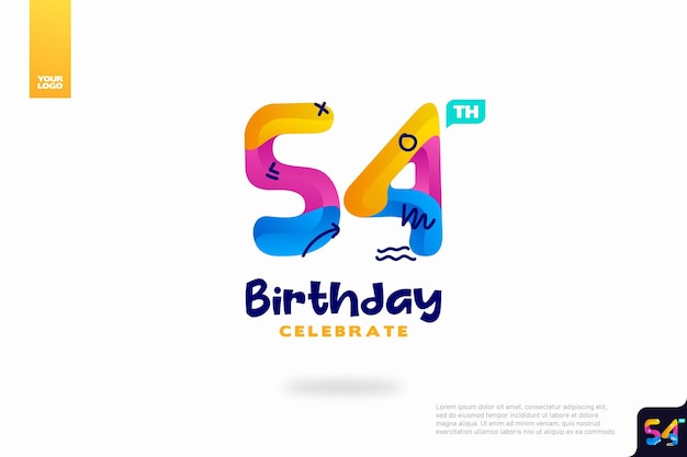 Vector number 54 logo icon design 54th birthday logo number anniversary 54