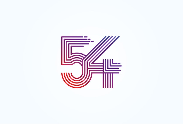 Vector number 54 monogram line style usable for anniversary business and tech logos