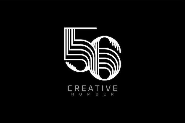 Number 56 Logo modern and creative number 56 multi line style usable for anniversary and brand logos