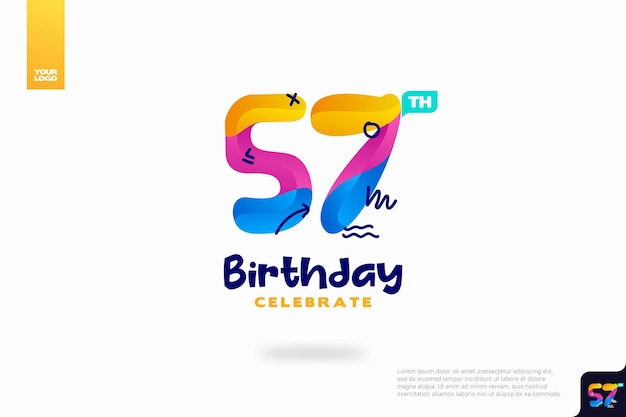 숫자 57 로고 아이콘 디자인 57 번째 생일 로고 번호 기념일 57