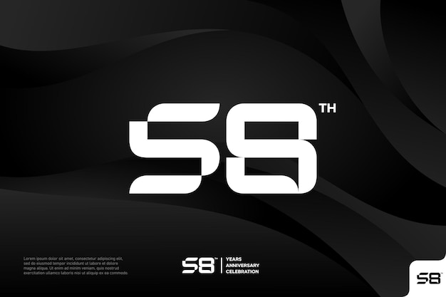 Number 58 logo icon design 58th birthday logo number anniversary 58 on black background