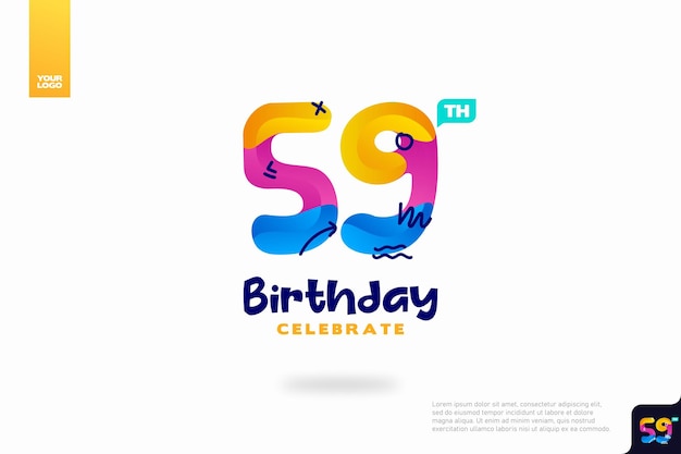 Vector number 59 logo icon design 59th birthday logo number anniversary 59