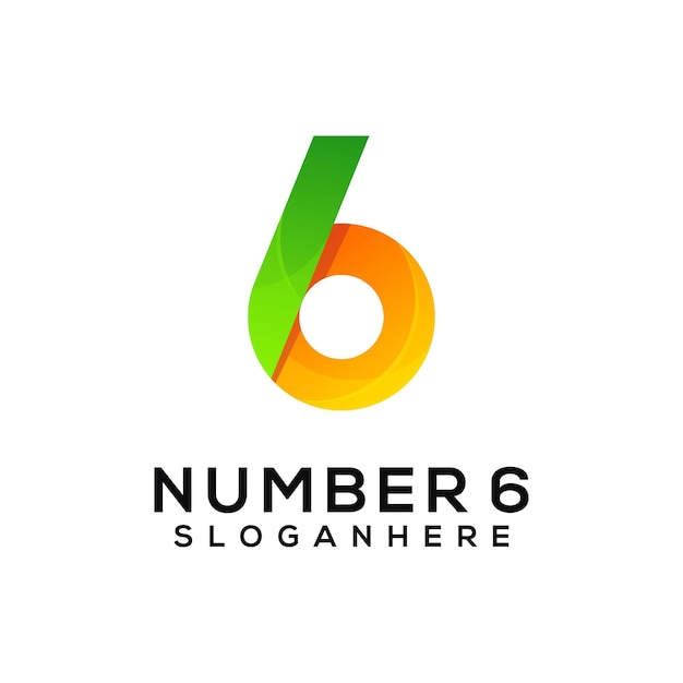 Number 6 colorful logo design template