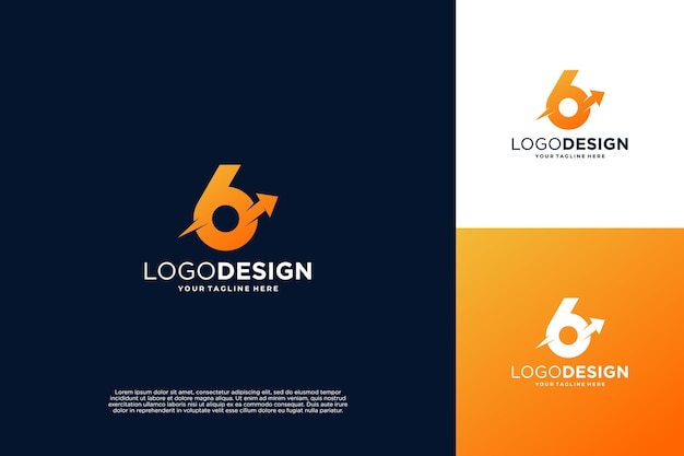 Number 6 Financial Chart Logo Design Accounting business finance logo