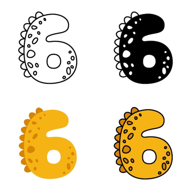 Number 6 in flat style isolated