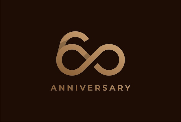 Number 60 with infinity icon combination, can be used for birthday and business logo templates