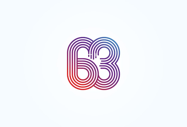 ベクトル アニバーサリー ビジネスやテクノロジーのロゴに使用できる 63 番のモノグラム ライン スタイル