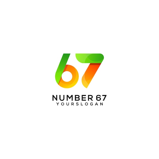 Vector number 67 colorful logo design template