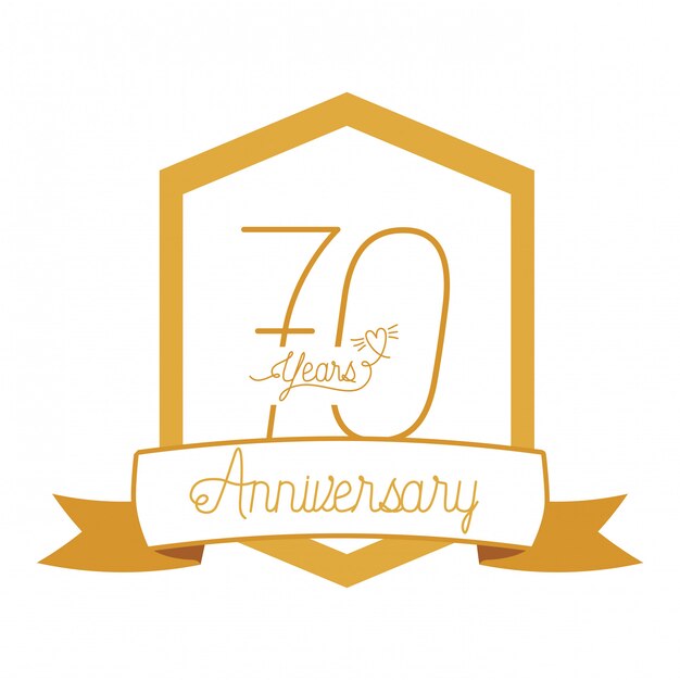 Number 70 for anniversary celebration emblem or insignia