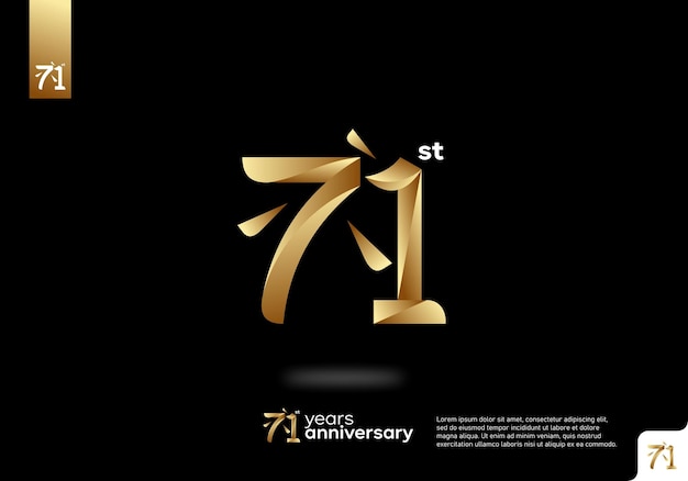 Number 71 gold logo icon design, 71st birthday logo number, 71st anniversary.