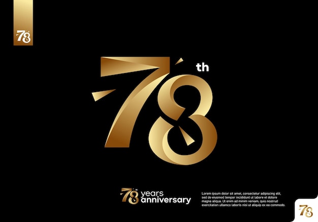 Number 78 gold logo icon design, 78th birthday logo number, 78th anniversary.