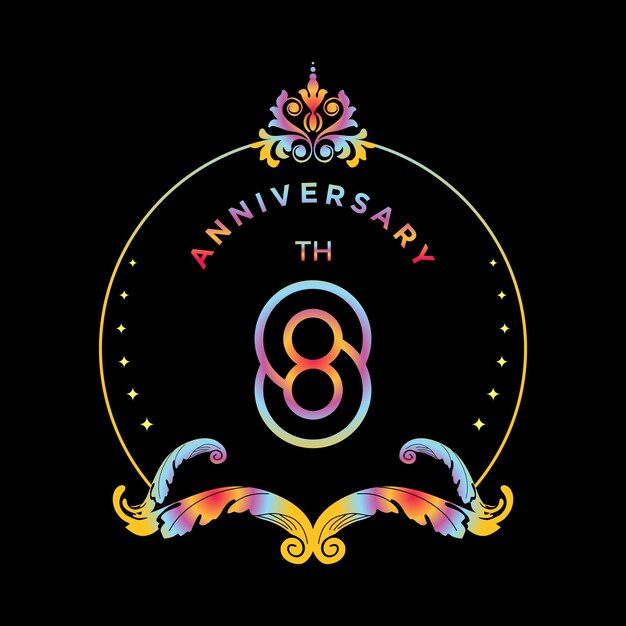 Number 8 Celebrate Anniversary Birthday Company With Frame Border Background Template