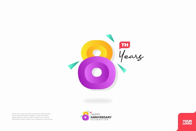 Numero 8 logo icona design 8° compleanno logo numero anniversario 8