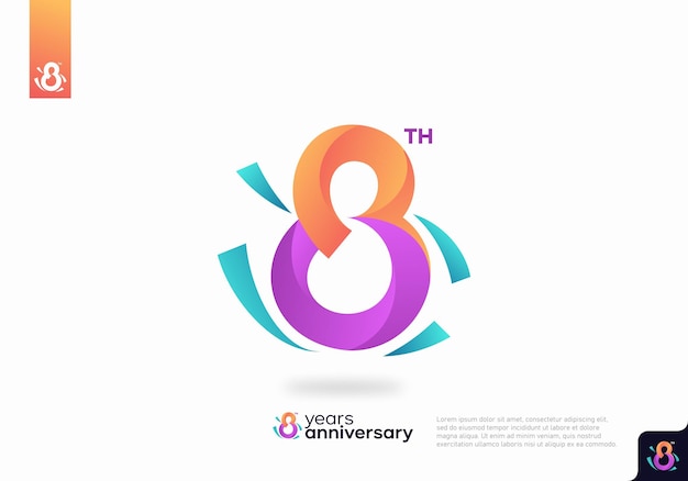 Number 8 logo icon design, 8th birthday logo number, anniversary 8