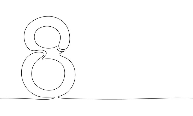 Vector number 8 one line continuous line art number 8 outline silhouette vector illustration