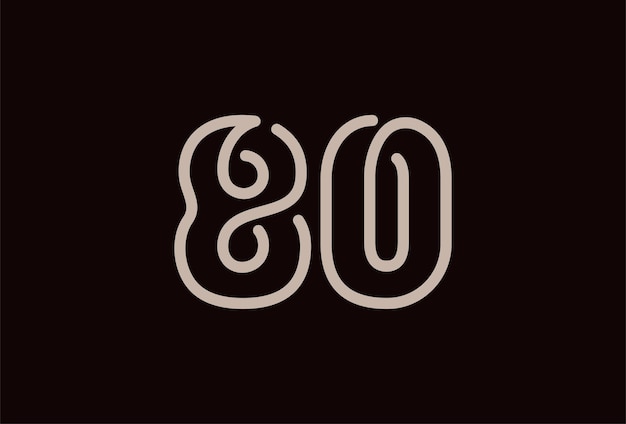 Вектор Логотип number 80 logo monogram number 80 стиль линии логотипа можно использовать для юбилейных и бизнес-логотипов