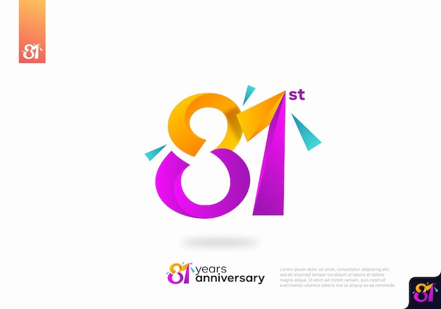 번호 81 로고 아이콘 디자인, 81번째 생일 로고 번호, 기념일 81