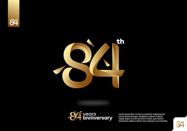 Number 84 gold logo icon design, 84th birthday logo number, 84th anniversary.