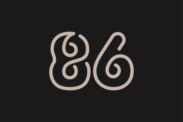 ナンバー 86 ロゴ モノグラム アニバーサリーやビジネス ロゴに使用できるナンバー 86 ロゴ ライン スタイル