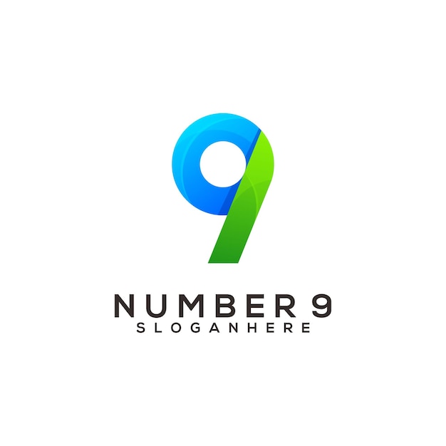 Number 9 colorful logo design template