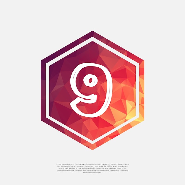 Number 9 on colorful polygon vector design template with white background