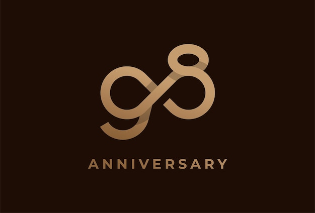 Numero 98 con combinazione di icone infinito, può essere utilizzato per modelli di compleanno e logo aziendale
