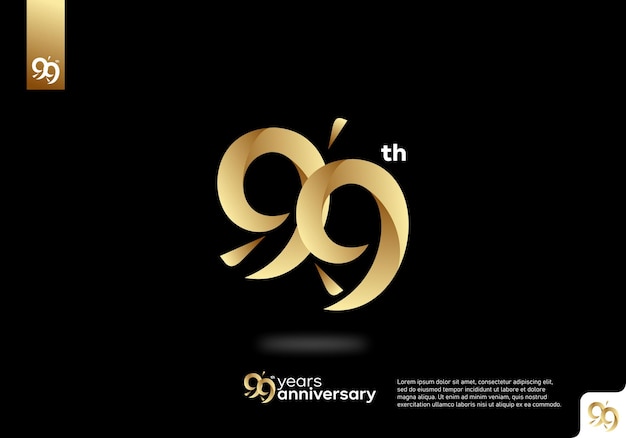 Number 99 gold logo icon design, 99th birthday logo number, 99th anniversary.