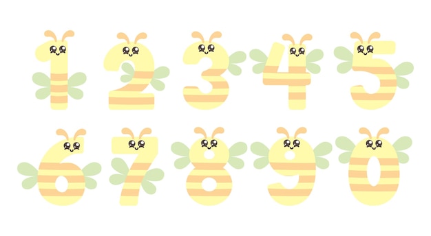 Vector number bee package vector simple cute