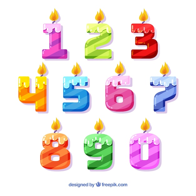 Vector number collection with candle style