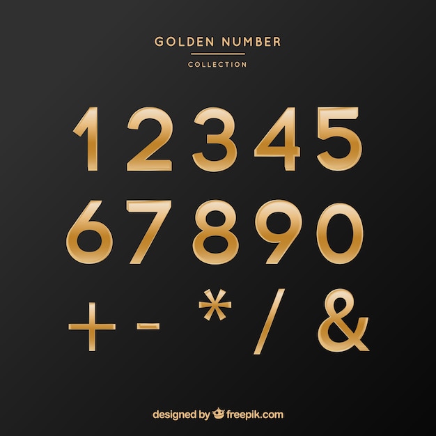 Vector number collection with golden style