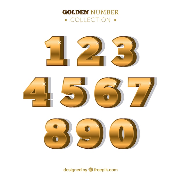 Vector number collection with golden style