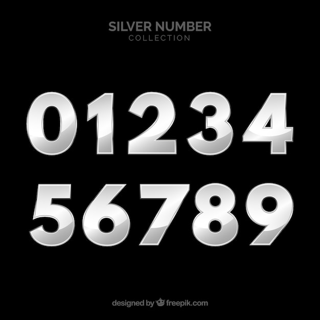 Vector number collection with silver style