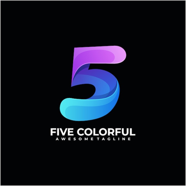 Номер красочный дизайн логотипа современный