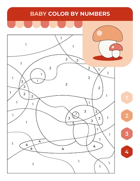 子供のための数字ぬりえゲームきのこの秋の子供向けゲーム