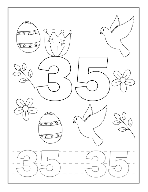 number coloring pages for kidsEaster designs flower birds and so on