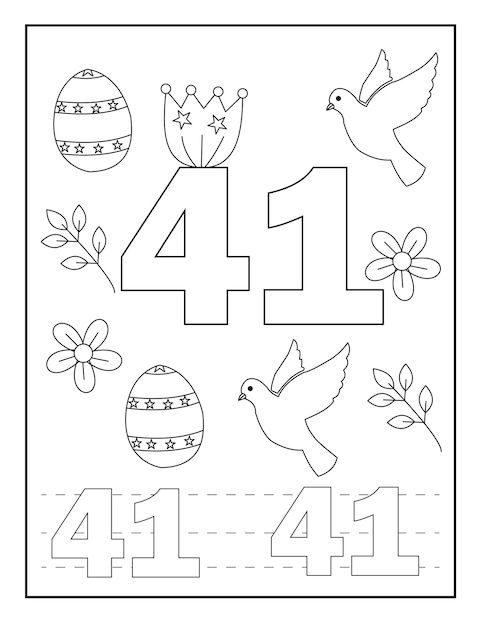 number coloring pages for kidsEaster designs flower birds and so on