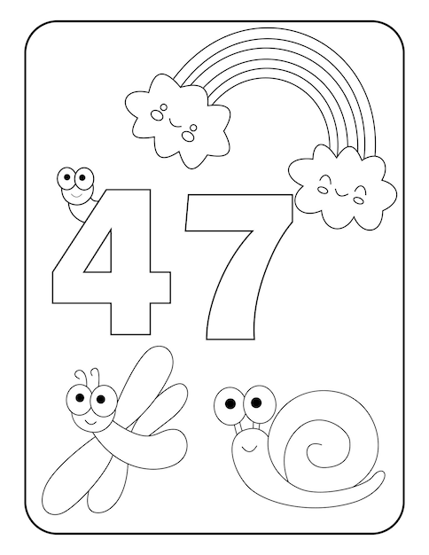 Вектор Раскраски по цифрам с милыми насекомыми для детей