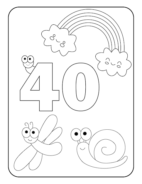 Vector number coloring pages with cute insects for kids