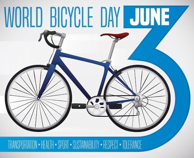 Number date and bike commemorating the World Bicycle Day on June 3