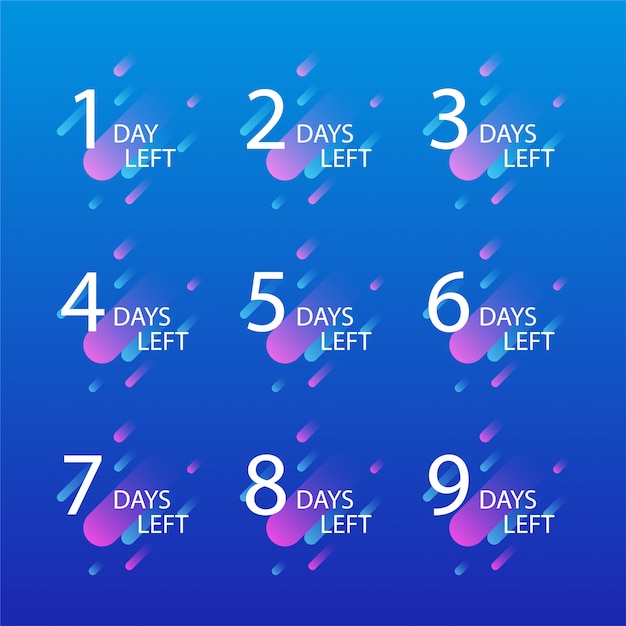 Vector number of days left badge for promotion. set