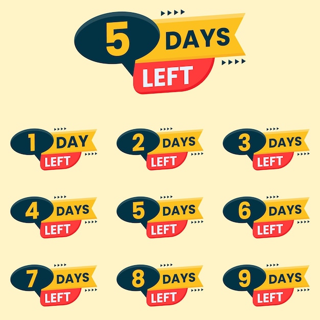 Vector number of days left label clipart design for sale promotion